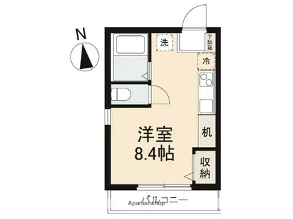 こぐまマンション多賀町(ワンルーム/2階)の間取り写真