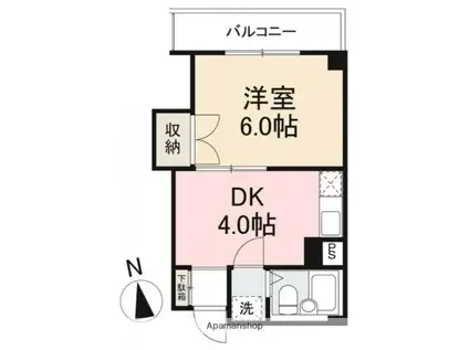 マリッチFUKUOKA(1DK/4階)の間取り写真
