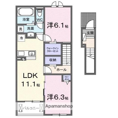 ル・グラン高松Ⅱ(2LDK/2階)の間取り写真