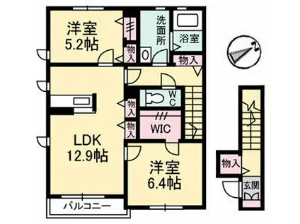 アトリエール(2LDK/2階)の間取り写真