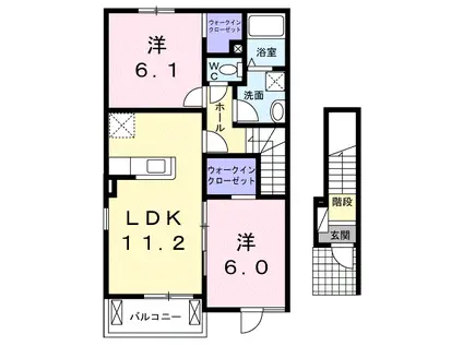 フェリス・バリオA(2LDK/2階)の間取り写真