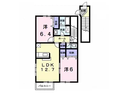 イースト丸亀A(2LDK/2階)の間取り写真