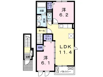 プルマージュⅠ(2LDK/2階)の間取り写真