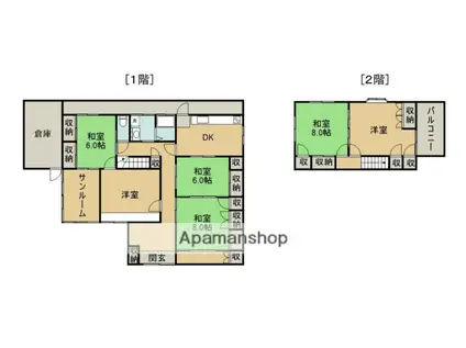 本四備讃線 丸亀駅 徒歩19分 2階建 築41年(6DK)の間取り写真