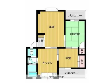 第2高尾マンション(3DK/1階)の間取り写真