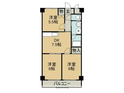 第7水野マンション(3DK/2階)の間取り写真