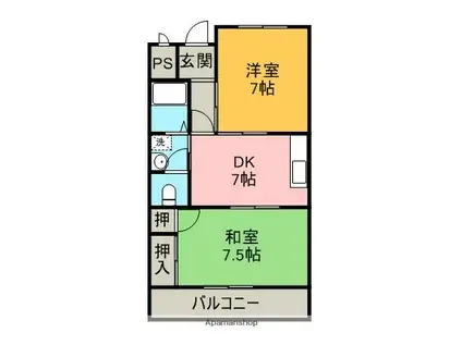 リバティーイトウ(2DK/3階)の間取り写真