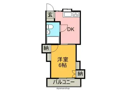 ユースハイツⅡ(1DK/2階)の間取り写真