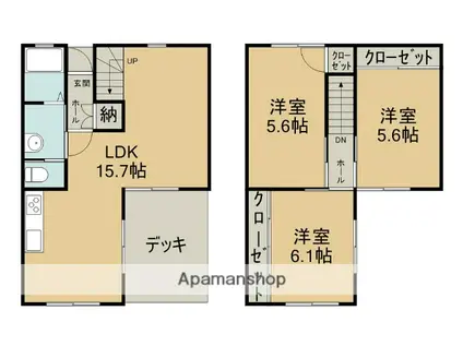 予讃線 中萩駅 徒歩40分 2階建 築19年(3LDK)の間取り写真