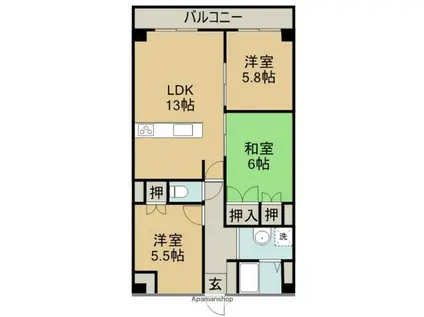 アーバンコート高木(3LDK/3階)の間取り写真