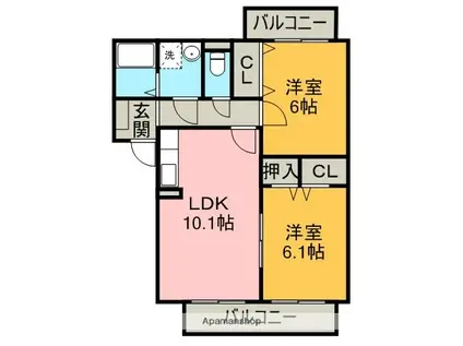 マリベール八幡(2LDK/2階)の間取り写真