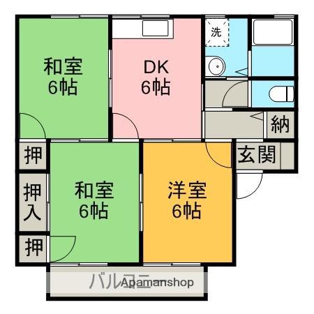 コーポK(3DK/2階)の間取り写真
