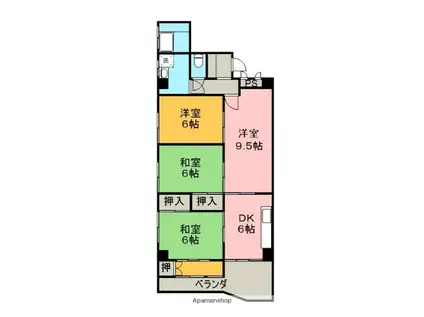 アサヒパレス宇高(4DK/6階)の間取り写真