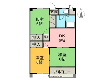 船木ハイツ2(3DK/3階)の間取り写真