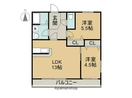 MARGINAL(2LDK/3階)の間取り写真