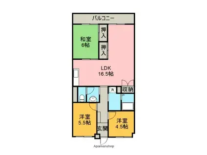 アサヒパレス庄内(3LDK/4階)の間取り写真