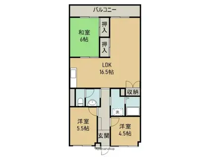 アサヒパレス庄内(3LDK/6階)の間取り写真