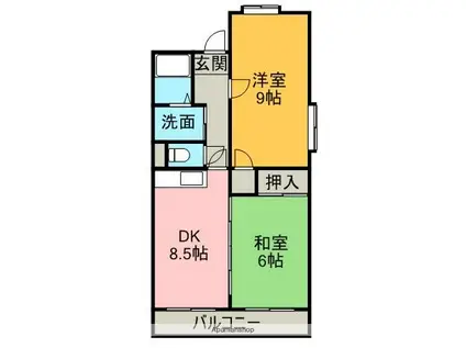 ファミーユ郷(2DK/4階)の間取り写真