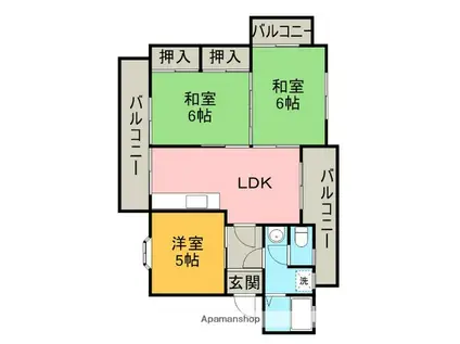 田窪マンション(3LDK/4階)の間取り写真