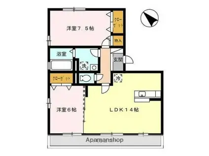 ボナール(2LDK/1階)の間取り写真