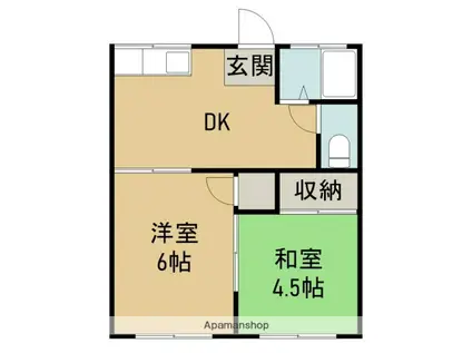 越智アパート(2DK/2階)の間取り写真