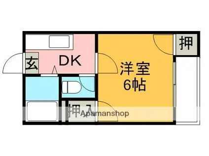 ヒロセコーポ(1DK/1階)の間取り写真