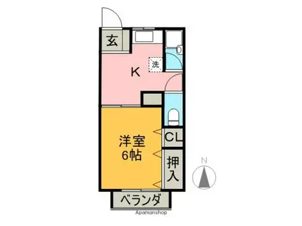 メゾン河内(1K/2階)の間取り写真