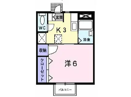 ドミール・ルシパー(1K/2階)の間取り写真