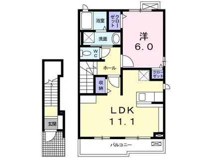 リヴェール5(1LDK/2階)の間取り写真