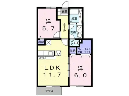 アンソレイエ本郷(2LDK/1階)の間取り写真