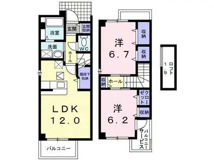 グレンデ・フレデリクス(2LDK/1階)の間取り写真