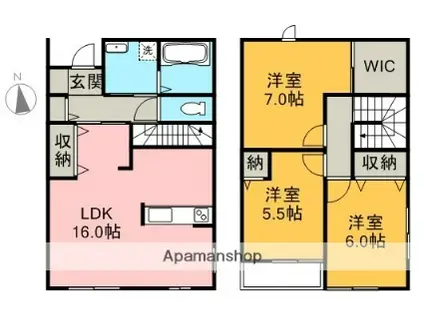 予讃線 多喜浜駅 徒歩35分 2階建 築11年(3LDK)の間取り写真