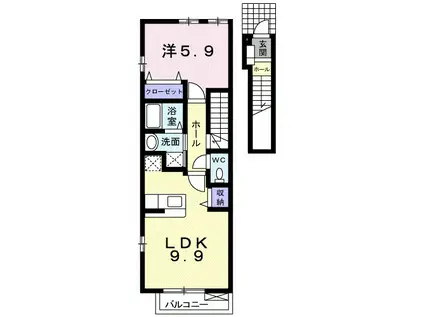 ジョリメゾン桜木A(1LDK/2階)の間取り写真