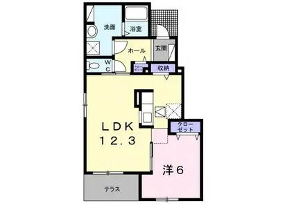 HEART未来 政枝 C(1LDK/1階)の間取り写真