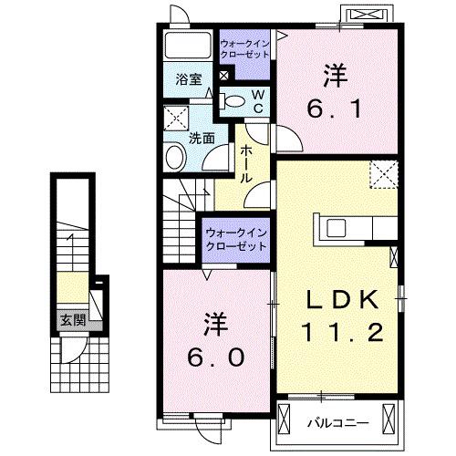 アルカディア PART3(2LDK/2階)の間取り写真