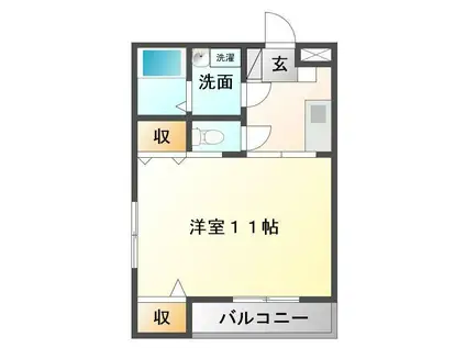 マリベールパセオ(1K/2階)の間取り写真