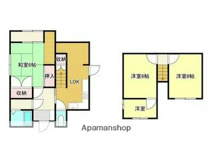 予讃線 新居浜駅 徒歩50分 2階建 築60年(4LDK)の間取り写真