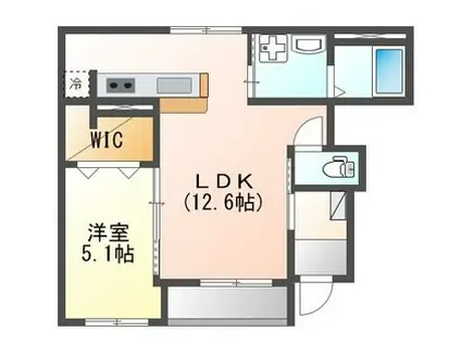 予讃線 新居浜駅 徒歩23分 2階建 築6年(1LDK/1階)の間取り写真