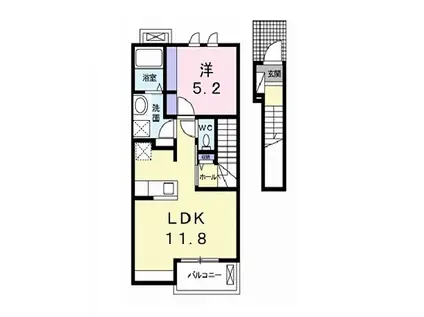 ヴィラ フォレスト・ベリーⅢ(1LDK/2階)の間取り写真