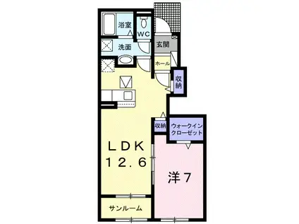 ソレイユNⅢ(1LDK/1階)の間取り写真