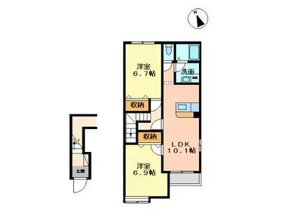 アンレーヌ・シャトレーン(2LDK/2階)の間取り写真