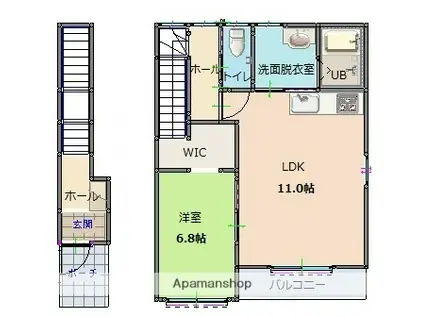 KURASUMU GINZA B棟(1LDK/2階)の間取り写真