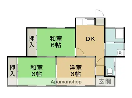 予讃線 新居浜駅 徒歩15分 1階建 築55年(3DK)の間取り写真