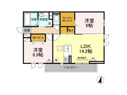 D-ROOM RAFFINE(2LDK/1階)の間取り写真