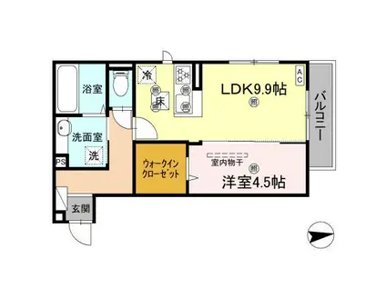 プランドール桜木(1LDK/1階)の間取り写真