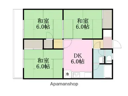 松山南ハイツ(3DK/2階)の間取り写真