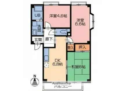 フォブール大森(3DK/1階)の間取り写真