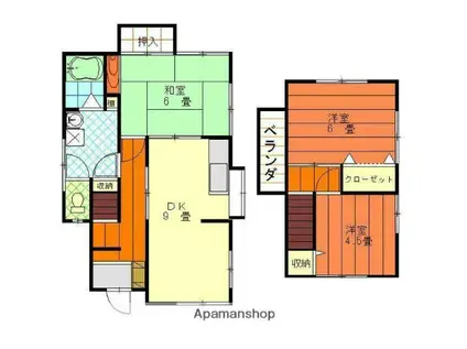 伊予鉄道横河原線 福音寺駅 徒歩17分 2階建 築44年(3DK)の間取り写真