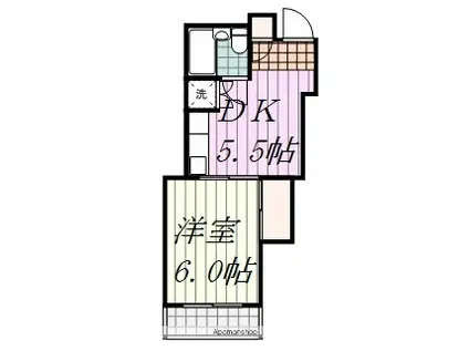 第一熊野ビル(1DK/6階)の間取り写真