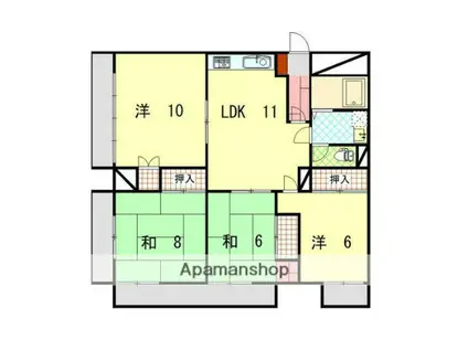サンシャイン松山(4LDK/6階)の間取り写真
